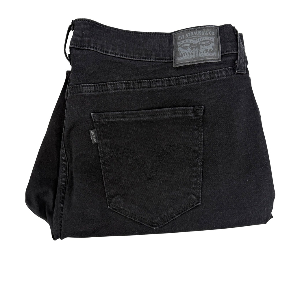 Levi's Classic Straight Jeans Women 18 Black Excellent Stretch Denim Mid Rise